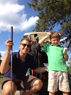 Our son Cooper golfing with his uncle Cleary at Echo Farms in Wilmington.