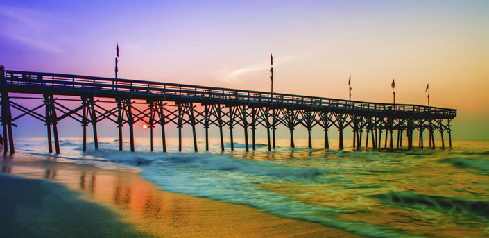Pier at sunset in Myrtle Beach South Carolina.