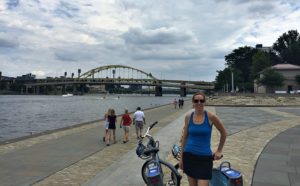Biking around Point State Park in Pittsburgh